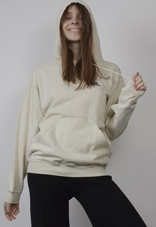 VINTAGE 90'S ADIDAS TEAL LOGO OFF-WHITE HOODIE