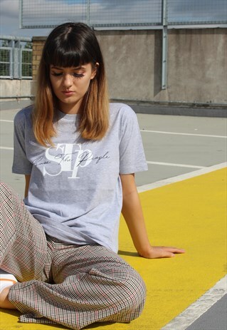 SAVE THE PEOPLE LOGO AND TEXT GREY T SHIRT