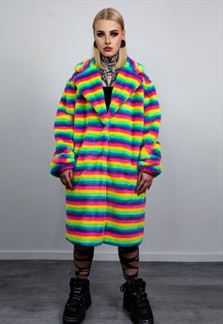 Rainbow coat stripe festival striped trench Gay pride jacket