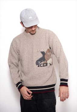 Vintage Iceberg 90s Wool Graphic Sweatshirt Pullover Jumper