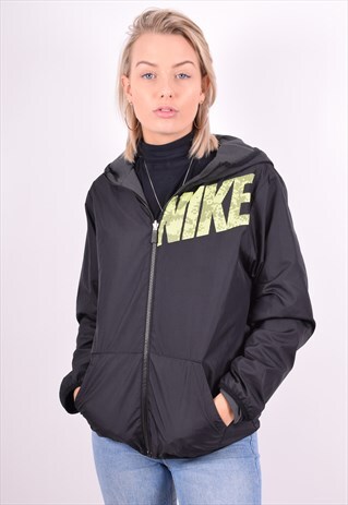 NIKE WOMENS VINTAGE REVERSIBLE JACKET MEDIUM BLACK 90'S