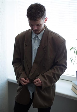 VINTAGE 80'S BROWN BUTTON UP JACKET