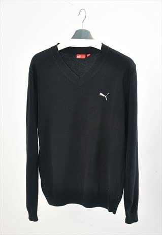 VINTAGE 00S PUMA V NECK JUMPER IN BLACK