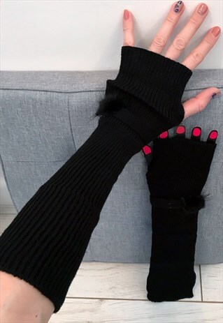 BLACK ARMWARMER GLOVES