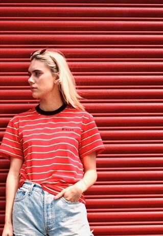 FLAASH FRANK STRIPED T SHIRT RED