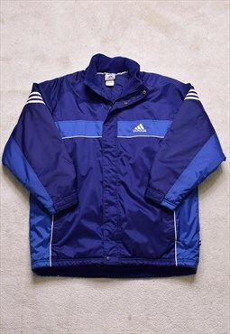 Vintage 90s Adidas Blue Colour Block Embroidered Coat