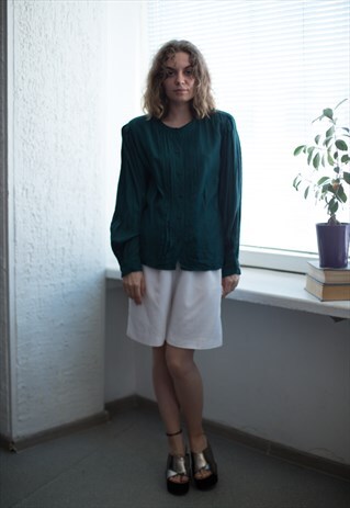 VINTAGE 90'S DARK GREEN BUTTON UP SHIRT