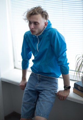VINTAGE 90'S BLUE HOODED RAIN JACKET