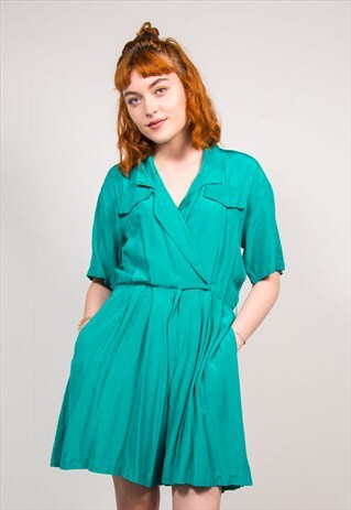 90'S VINTAGE TURQUOISE CUTE PLAYSUIT
