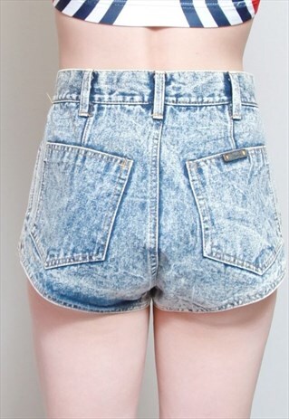 VINTAGE 1990'S JEANIE ACID WASH BLUE DENIM SHORTS