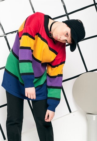 RAINBOW JUMPER - 90S VINTAGE KNIT SWEATER