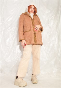 Vintage Coat Y2K Faux Suede Shearling Style Jacket