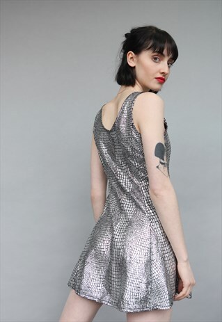 Vintage Y2K Rave Party Festival Silver Mini Dress | LuckyGirlVintage ...