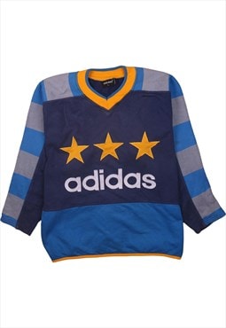 Vintage 90's Adidas Sweatshirt Spellout Crew Neck Navy Blue