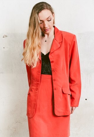 VINTAGE 90S SOFT ORANGE TWO PIECE SUIT