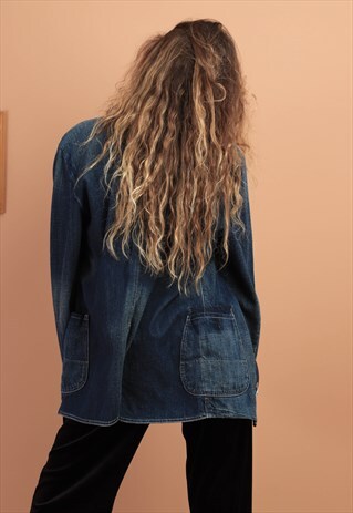 VINTAGE LEVI'S DENIM TRENCH JACKET NAVY BLUE
