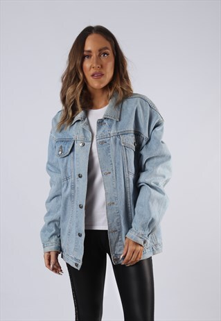 VINTAGE DENIM JACKET OVERSIZED FITTED UK 16-18 XL (HC3N)