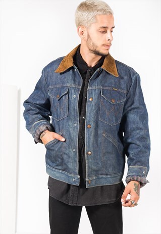 VINTAGE 80S WRANGLER LINED DENIM JACKET / S1556