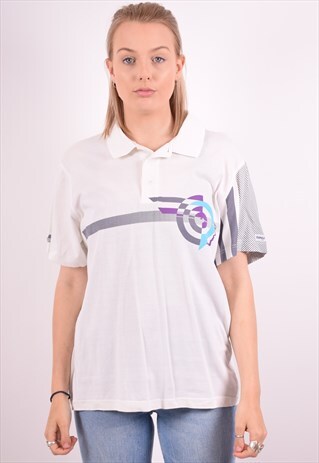 ADIDAS WOMENS VINTAGE POLO SHIRT XL WHITE 90S