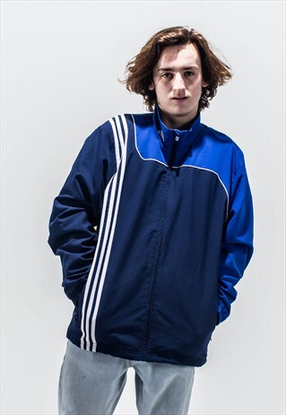 VINTAGE 90S ADIDAS TRACK TOP IN BLUE AND NAVY