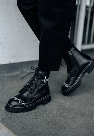 WHITE SYMPHONY ROCK BOOTS IN BLACK