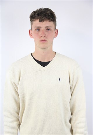VINTAGE POLO RALPH LAUREN CREAM JUMPER