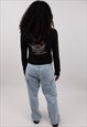 WOMENS VINTAGE 90'S HARLEY DAVIDSON BLACK PULLOVER HOODIE