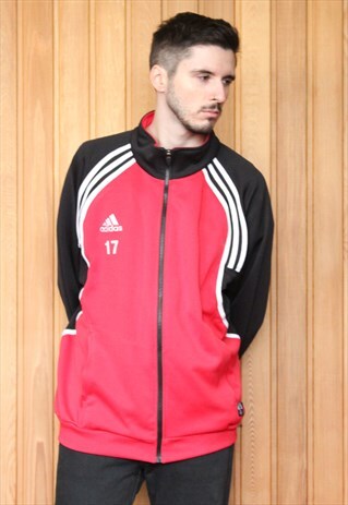ADIDAS VINTAGE 1990S RED TRACK TOP JACKET