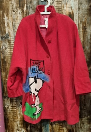 VINTAGE COAT HAND PAINTED SNOOPY PEANUTS