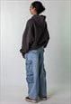 BLUE DENIM 90S BAGGY HIP HOP JET LAG CARGO SKATER PANTS