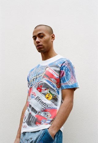 REWORKED VINTAGE NASCAR T-SHIRT WITH FRUITY CHARACTERS