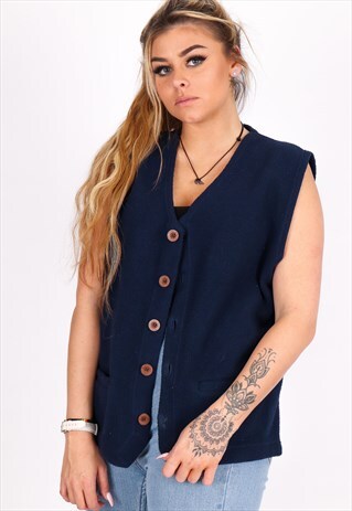 VINTAGE NAVY GILET NJ1195