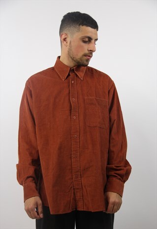 VINTAGE CORD DARK ORANGE SHIRT