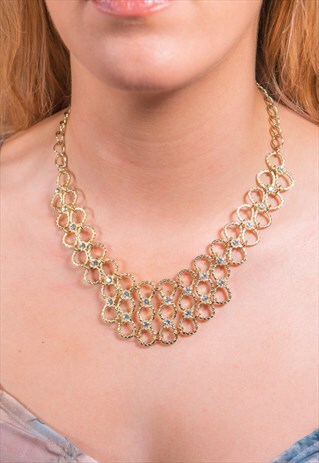 VINTAGE STATEMENT CIRCLES AND DIAMANTE NECKLACE