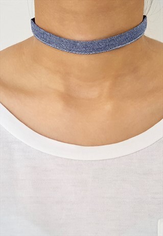 DENIM CHOKER - DARK BLUE