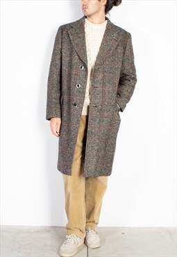 Men's Monti Donegal Tweed Red Checked Coat