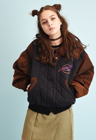 90'S RETRO ATHLEISURE SPORTS PADDED PUFFER BOMBER JACKET