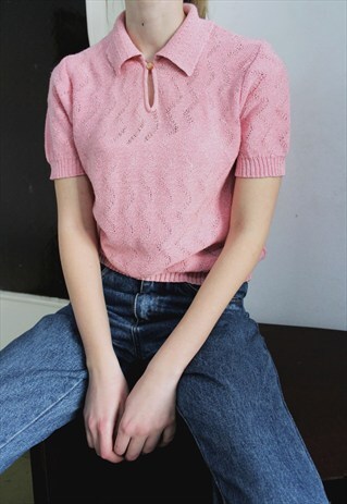 70S PINK KNITTED TOP