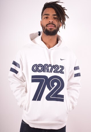 NIKE MENS VINTAGE COR72Z HOODIE JUMPER LARGE WHITE 90S