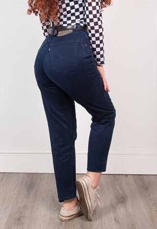 LEVI'S 90'S NAVY BLUE DENIM HIGH WAIST MOM JEANS