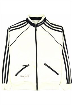 Vintage 90's Adidas Fleece Retro Track Jacket Zip Up Beige