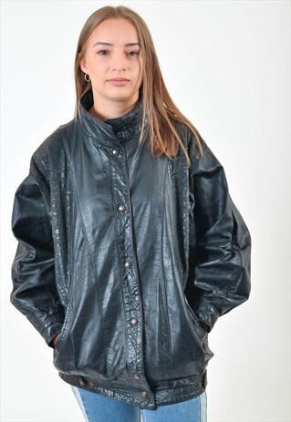 VINTAGE 80S REAL LEATHER RETRO JACKET
