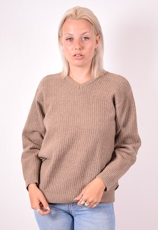 AVIREX WOMENS VINTAGE JUMPER SWEATER MEDIUM BROWN 90S