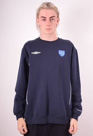UMBRO MENS VINTAGE SWEATSHIRT JUMPER LARGE NAVY BLUE 90S