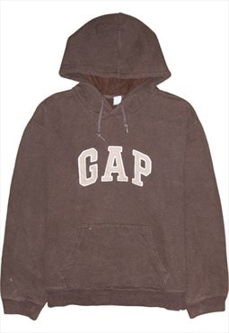 Vintage 90's Gap Hoodie Spellout Pullover Brown Large