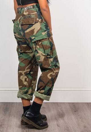 90'S RETRO GRUNGE ARMY CARGO PANTS CAMO TROUSERS