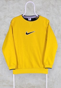 Vintage Yellow Nike Sweatshirt Embroidered Centre Swoosh