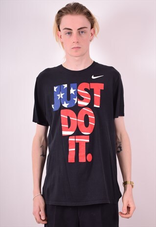 NIKE MENS VINTAGE T-SHIRT TOP LARGE BLACK 90S