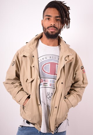 NAPAPIJRI MENS VINTAGE JACKET LARGE KHAKI 90S