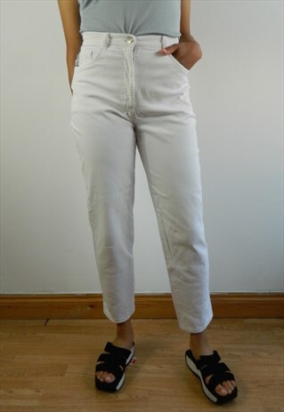 WHITE DENIM STRAIGHT HIGH WAIST JEANS